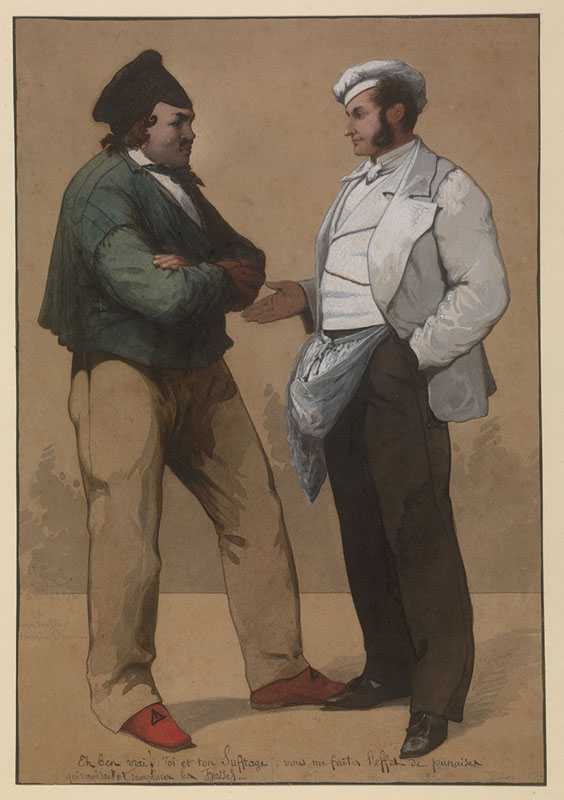 A. J. Lorenz [ French 19th Century ]  A POLITICAL DISCUSSION  , 1878 , watercolor , 324 x 223 mm