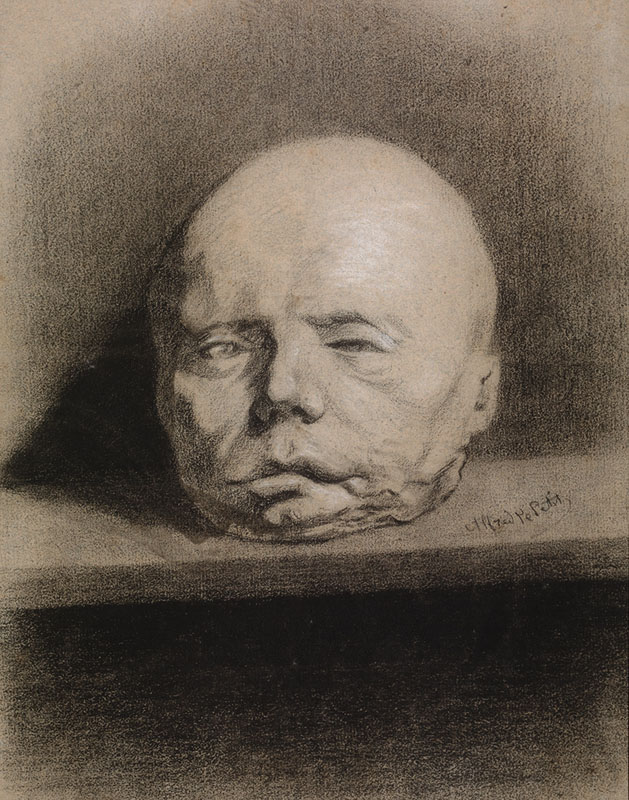 Alfred Le Petit (French 1841-1909) Portrait of a Guillotined Criminal, 1857. Black chalk 260 x 223mm
