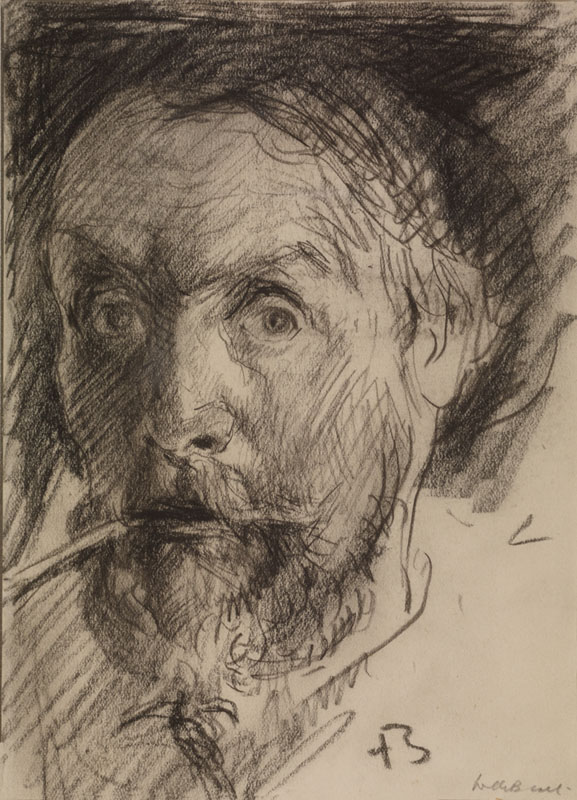 Sir Frank William Brangwyn (Anglo-Welsh 1867-1956). Self Portrait, ca 1910. Black chalk. 183x132mm