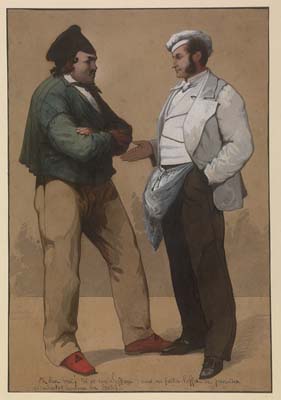 A. J. Lorenz [ French 19th Century ]  A POLITICAL DISCUSSION  , 1878 , watercolor , 324 x 223 mm