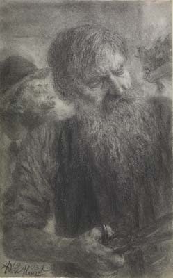 Adolf von Menzel (German 1815-1905). Man with Shears, 1903 . Grahite. 213x134 mm