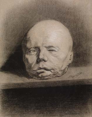 Alfred Le Petit (French 1841-1909) Portrait of a Guillotined Criminal, 1857. Black chalk 260 x 223mm