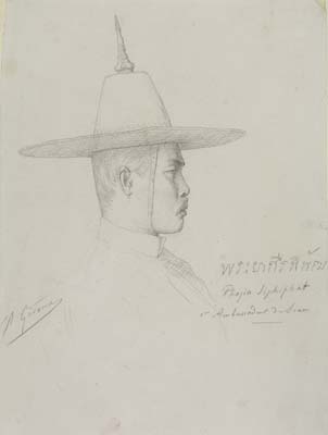 Jean-Leon Gerome (French 1824-1904). The First Siamese Ambassador to the Court of Napoleon III, 1861. Graphite. 205x190mm
