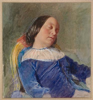 William Henry Hunt [ English , 1790-1864 ] THE WIFE OF THE ARTIST , ASLEEP
